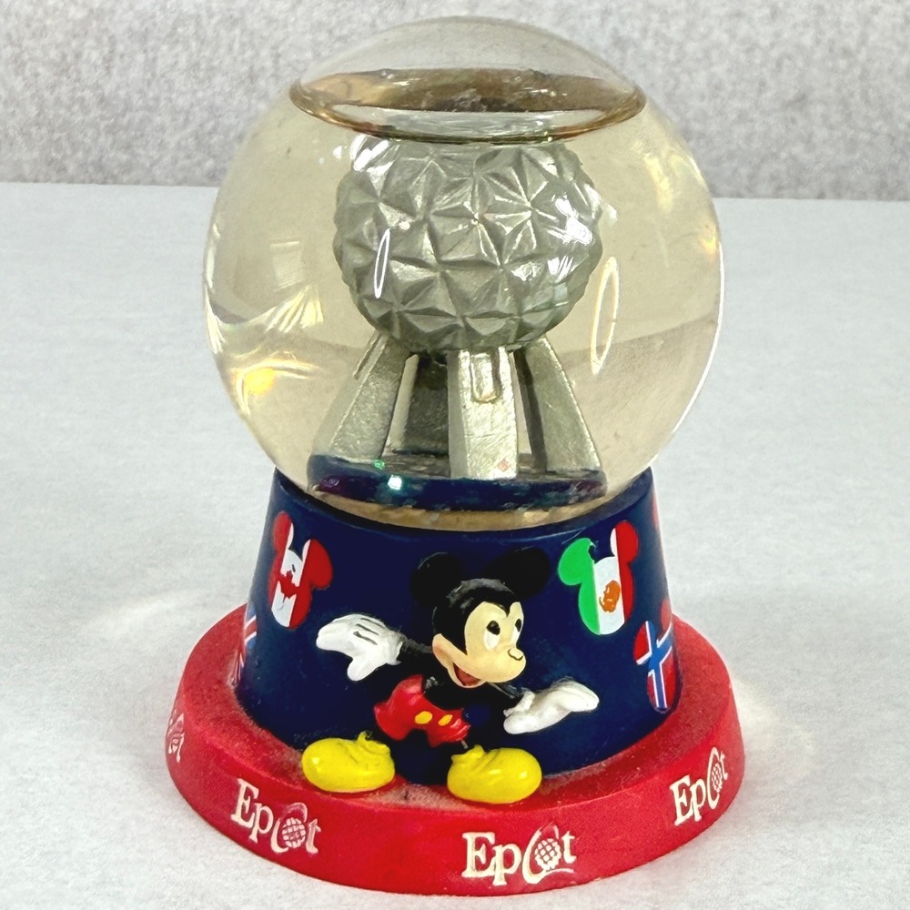 Disney Epcot Mickey Mouse Spaceship Earth Mini‎ Snow Globe Souvenir Blue 2.75"